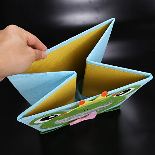 LEADSTAR Faltbare Spielzeugkiste Aufbewahrungsbox Wäschesammler Korb Truhe mit Sichtfenster 28x28x28cm – Frosch - 3