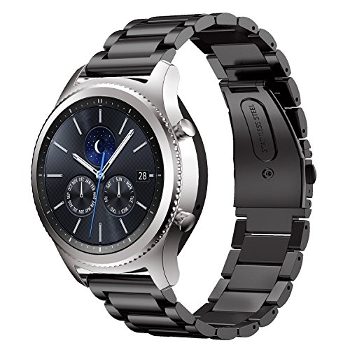 Huawei Watch 2 Armbänder, IVSO Edelstahl Metall Armband Ersatz Uhrenarmband für Huawei Watch 2 Smartwatch (Schwarz)