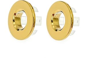 JZK 2x Anillo de repuesto de metal de cobre chapado en oro, anillo de desbordamiento para lavabo, tapón redondo para lavabo de cocina y baño, borde de fregadero