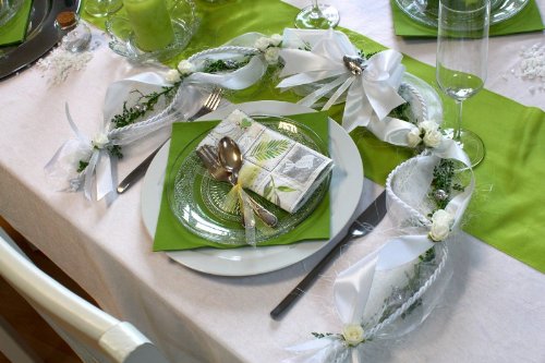 Tischdeko Ehrenplatz Kommunion Konfirmation Weiß Grün - 6