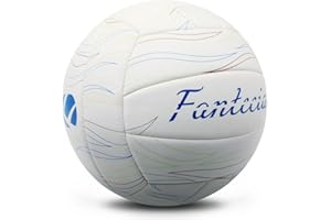Fantecia Pallone da pallavolo Ufficiale Misura 5 in Pelle Soft-Touch Bianca con Pompa, Perfetta per Interno, Esterno, Piscina, Spiaggia e Giardino (senza aria)