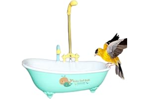 Amesor Vogel Badewanne - Automatische Vogeldusche Badewanne | Vogelbadewanne Mit Wasserhahn | Haustierbadewanne Für Vogelpapagei | Vogeldusche Badewanne Vogelfutternapf, Für Sittiche, Wellensittiche
