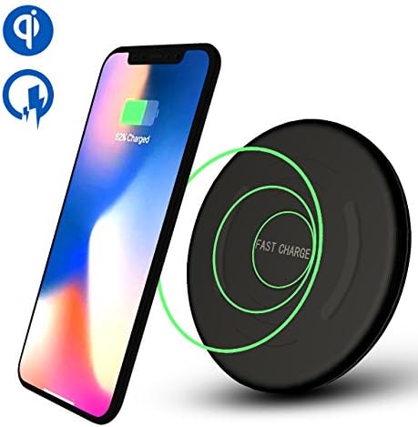 Qi Fast Wireless Charger Pad with Cooling System, Ultra-Slim Wireless Charging Station, Lightning Wireless Charging Mat With Anti-slip Material, 10W Fast Charger Wireless Plate for Samsung Galaxy s8/s8 plus/s7/s7 edge/s6/s6 edge, note 8, note 5, 5W for IPhone X/8/8 plus