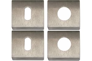 BRICOLEVA.IT 1 Paar Rosetten und Düsen für Zylinderloch, kompatibel mit Tatent-Loch, Türschloss und Türschloss – Rosetten werden paarweise verkauft (quadratisch, Chrom satiniert)