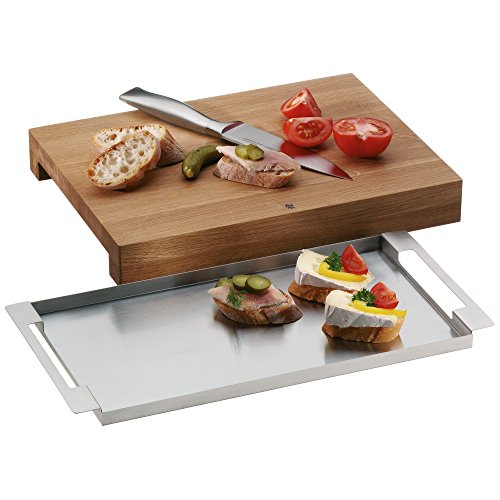 WMF Schneidebrett aus Eichenholz natur mit Auffangschale aus Cromargan Edelstahl rostfrei 18/10 36×26 cm rechteckig klingenschonend Handwäsche - 4
