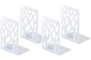 INNÔPLUS Buchstützen, Buchstützen für Regale, schwere Bücher, Bücherregalhalter Heimdekoration, Metall schwarz 1 Paar, Stützen, Buchstopper White-2 Pair