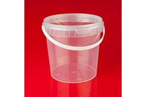 ‎TRENDFINDING 12 x 1 Litre Bucket with Lid Transparent Plastic Food Safe