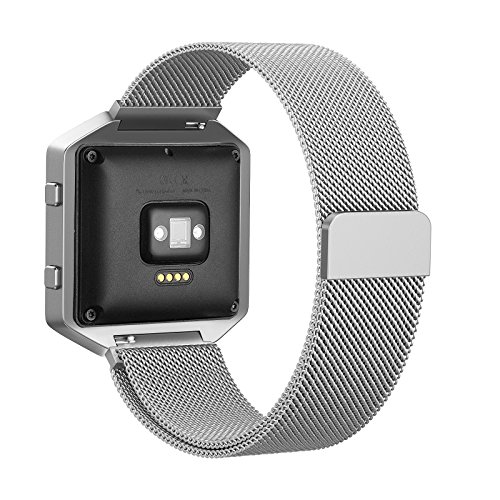 Fitbit Blaze Frame + Armband (5,9-9,4 Zoll), Swees Milanaise Edelstahl Replacement Wrist Band Strap Watchband Uhrenarmband mit Magnet-Verschluss und Metallrahmen für Fitbit Blaze Smart Fitness Watch - 3