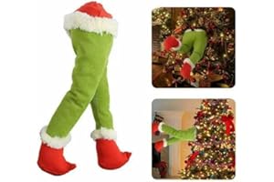 CONSTPROG Decoración de cuerpo de ladrón de Navidad, brazo de Grinch, adorno de pierna, arpillera de Grinch, cuerpo de elfo de Navidad, brazo de felpa para interiores, para chimenea, puerta, ventana (pata)