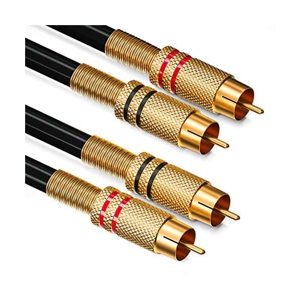 deleyCON 0,5m Cable de Audio RCA 2X Enchufe RCA en 2X Enchufe RCA Cable de Audio de Alta Fidelidad Tapones RCA Chapados… - Image 4