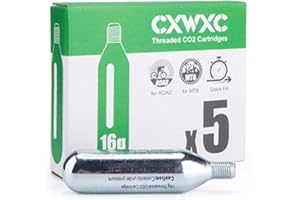 CXWXC CO2 kapseln 16g mit Gewinde, CO2 kartusche für CO2 Pumpe Fahrrad mit Presta und Schrader Ventil