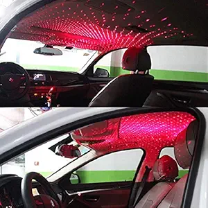 Auto Oprema Red USB Car Roof Atmosphere Star Auto Rotating Interior Ambient Projector LED Night Light with 3 Modes