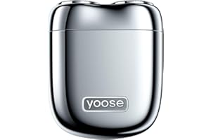 yoose MINI Afeitadora Eléctrica para Hombres, Afeitadora Eléctrica de Aleación para Hombres, Afeitadora Impermeable IPX7 con Motor de 8000 RPM, Cable Tipo C y Cabezal de Afeitado Magnético, Plata