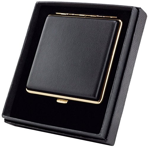 Zigarettenetui schwarz als Geschenkset für Raucher – Zigarettenetui Metall mit Öffnungsautomatik – Zigarettenetui Leder für 20 Zigaretten – Zigarettenbox – Zigarettendose - 7