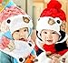 SONGQEE(TM) Winter Warm Boys Wool Acrylic Hat/Scarf Set Knitted Hat Scarf Red Cute Bear for Christmas (Red)