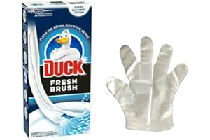 Housold Duck Fresh Brush Handle, Toilet Bowl Cleaner, Includes 1 Handle, 1 Storage Holder, and 4 Flushable Pads with 100 Pcs Disposable Toilet Cleaning Gloves