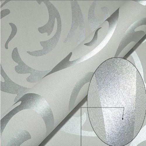 QIHANG Qualitäts-Silber Grau Viktorianischer Damast Geprägte Strukturierter nichtgewebte Tapete Rolle 0.53m (20,8 „) * 10m (32.8 ‚) = 5.3㎡ (57 sq feet) - 4