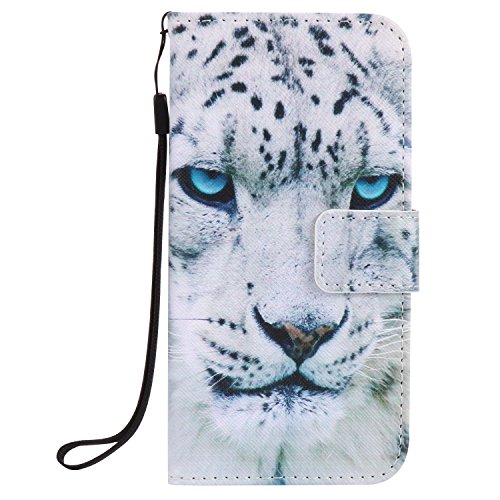 Feeltech Samsung Galaxy S7 Hülle PU-Leder und Brieftasche Bunte Muster Fall mit Magnetverschluss, Hybrid-Kickstand mit Stand-Funktion, schlagen Sie schützende weiche TPU Stoßstangenabdeckung und Kreditkartenhalter für Samsung Galaxy S7 Handgelenk Bügel-Buch-Art-Geldbeutel-Tasche mit 2 In 1 Berühren Sie Stift – White leopard - 2