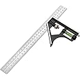 Combination Square Angle Ruler, High Precision, Durable, Stainless Steel Adjustable 45/90 Degree Multi-Function Measuring Tool With Bubble Level For Housing Construction, Engineering Measurement Etc.