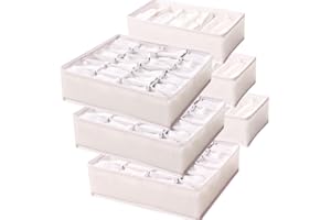 InspirePro (6 unidades) Pack Organizador de cajones de ropa interior de material de PVC color blanco, almacenamiento de lencería, organizador de armario plegable lavable 3x24 y 3x6 bolsillos