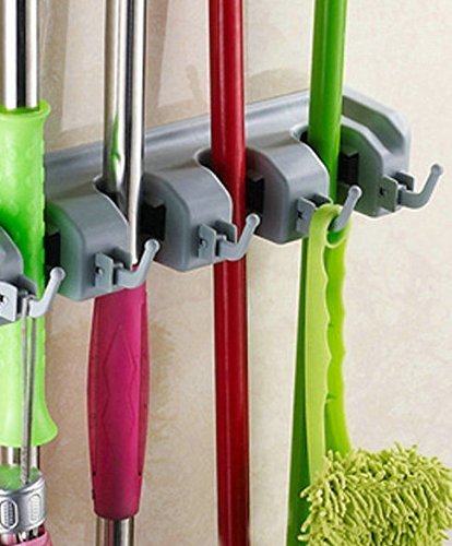 Joyoldelf Pinsel Besen und Mopp Halter Gerätehalter Speicher Wandhalterung Besenhalter Tidy Organiser Wand Rack - 7