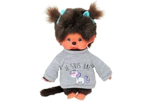 Monchhichi Bandai Pluszowy jednorożec, kultowy pluszak małpki z lat 80. - miękki pluszak, 20 cm, dla dzieci i dorosłych, zabawka dla dzieci w wieku 2 lat, 80331