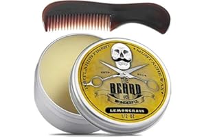 THE BEARD AND THE WONDERFUL Mustache and Beard Growth Kit - 15ml - Pocket-Size Beard Comb - Mustache Wax and Beard Wax - Strong Hold & Hair Growth - Moisture Resistant with Natural Lemongrass Scent
