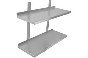 TAIMIKO Étagère Murale Rangement Cuisine 2 Plateaux, éléments pour Montage Mural, Design Moderne, INOX, (Restaurant, Bar, Maison, Cuisine, buanderie, Garage et buanderie) (80 x 30 cm)