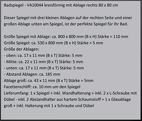 B-WARE – Badspiegel mit Ablagen 800 x 800 mm (VA10045) - 2
