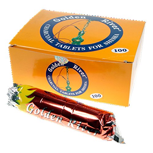 50x Carbón autoencendido Golden River 40mm (cinco rollos de 10 unidades) para shisha, cachimba o pipa de agua