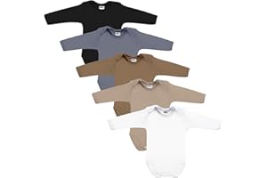 MEA BABY Unisex Baby Langarm Body aus 100% Baumwolle im 5er Pack, Baby Body mit Aufdruck, Baby Body für Mädchen, Baby Body für Jungen