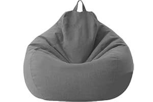 CHICKWING Puff Pera sin Relleno para Adultos y Niños, Chickwin Exterior y Interior Bean Bag Bolsa de Frijol para Silla Tumbona Perezosa Funda para Sillón Cubierta de Sillón (Gris Oscuro,80x90cm)