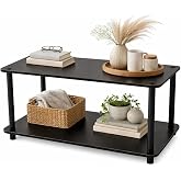 Volrant Orta Sehpa Modern Dikd&ouml;rtgen Sehpa 70x30x38 cm &ndash; MDF Malzeme, Dekoratif Salon Sehpası, Raflı Tasarım (Siyah)