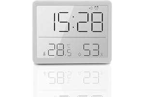 KINBERRY Magnetic Digital Clock with Alarm Clock,Multifunctional Temperature Humidity Clock, Indoor Digital Thermometer Hygrometer ℃/℉ Selectable,Comfort Display (white)
