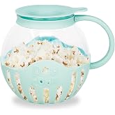 JOCCA - Microwave Glass Popcorn Maker 2.2L with Silicone Grid, Dishwasher Safe, Turquoise