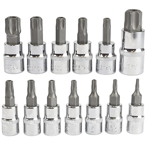 13pc manipulationssicheren Torx-Bit Steckschlüsselsatz 1/4 3/8 und 1/2″-Antrieb T8 – T70 AT724 - 2