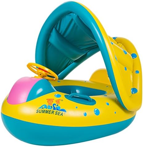 SZHTSWU Baby Float Swimming Seat Inflatable Swimming Ring with Canopy for 2-16 Months Baby, Sunshade, UV Pretection