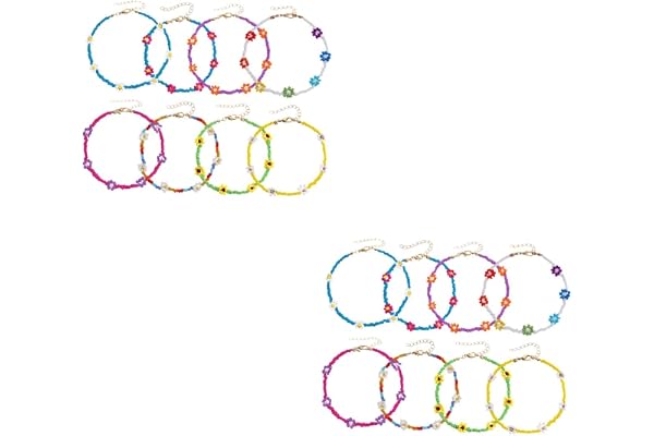 SHERCHPRY 16 St Rispärla Blomfotband Stretchiga Fotlänkar För Kvinnor Damarmband Pärlor Fotkedja Sommarpärlarmband Armband För Barn Armband För Flickor Liten Flicka Harts Barnset