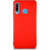 KZY İletişim Huawei P30 Lite ile Uyumlu Kılıf Soft Premier Renkli Silikon Kapak - Kırmızı