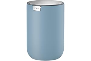 EKO Fandy Table Bin, 1.5L Mini Desk Rubbish Bin with Swing-Top Lid, 1.5 Litre Small Table Round Wastebasket for Office, Home, Bathroom, Bedroom, Car (Blue)