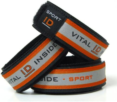Single Vital ID Sport Identity Wristband with Reflective Material and Electronic Option. Store Emergency Next of Kin Contact, Allergy, Medication Info Updateable Mens or Ladies Identity Wristband / ID Bracelet