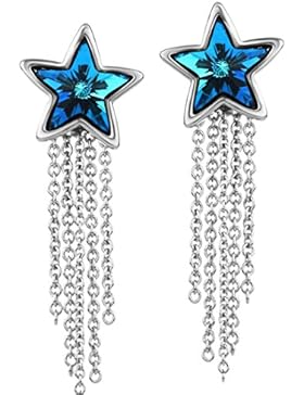 ❤Valentinstagsgeschenke❤ Swarovski Elements Ohrringe Stern Ohrhänger Blau Lang Neoglory Jewellery