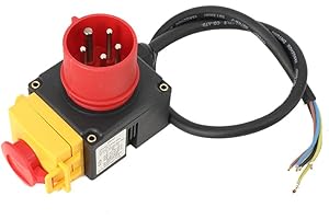 Cozyel Schalter Stecker mit CEE-Stecker 400V für Holzspalter, Schalter- Stecker Kombination 400V mit Phasenwender