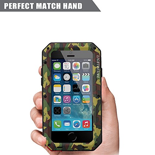 iPhone 5S SE Case,LIGHTDESIRE [Newest] Aluminum Alloy Army Camouflage Metal Extreme Water Resistant Shockproof Military Bumper Heavy Duty Cover Shell Case (For iPhone 5/5S/SE)