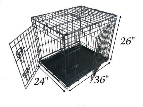 Ellie-Bo-Dog-Puppy-Cage-Folding-2-Door-Crate-with-Non-Chew-Metal-Tray-Large-36-inch