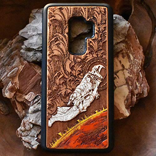 Astronaut Phone Case for iPhone 11 Pro Max/XR/XS Max/X / 8/7 Plus, Samsung Galaxy Note 9/10 / S9 / S10 / S20 Ultra - Wooden Cover Artwork