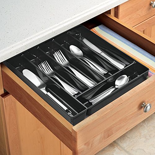 InterDesign 55937EU Linus Küchenschubladen-Organizer für Besteck, Pfannenmesser, Utensilien – schwarz, Plastik, Black, 34,3 x 34,8 x 5,1 cm - 2