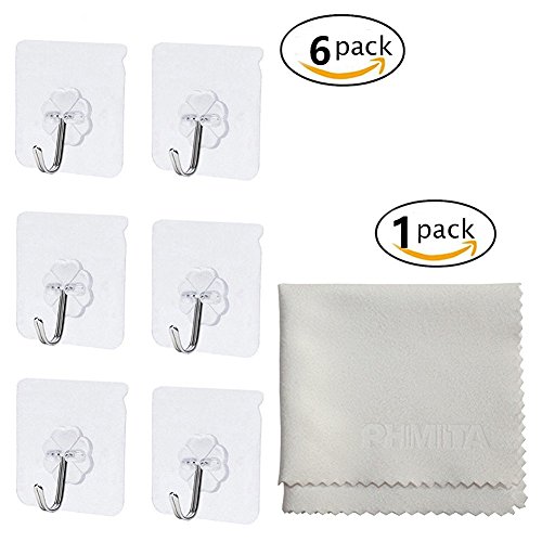 Wall Hooks,Transparent Reusable Hooks Heavy Duty Waterproof Wall Hooks Nail Free 10kg Rotatable Hook Tip Max Super Adhensive Hooks for Kitchen Bathroom Door Ceiling Hanger (6)