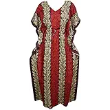 Indiatrendzs Womens Kaftan Nighty Cotton Batik Printed With Draw String In Waist (Chest 54)