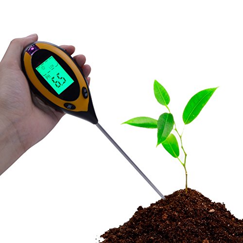 RCYAGO 4 in 1 Erde Feuchtigkeit Meter Boden PH-Wert Boden Temperatur und Sonnenlicht Intensität Tester für den Garten Landwirtschaft Indoor Outdoor